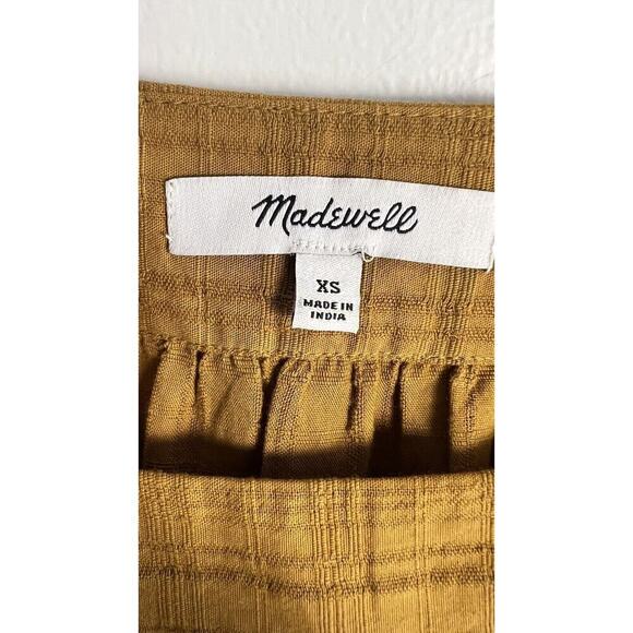 MADEWELL Womens Square-Neck Bubble-Sleeve Top peasant boho gold Sz XS EUC - Picture 5 of 10